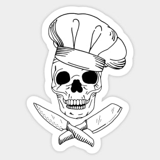 Skull Wearing Chef Hat and Crossed Kitchen Knives Sticker